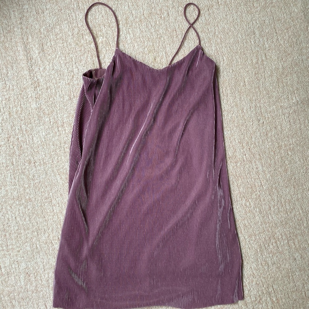 NWOT UO shimmering pleated slip dress